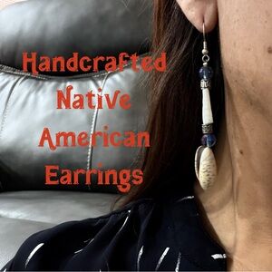 Native American handmade earrings (clam shells, glass beads, & dentalium)
